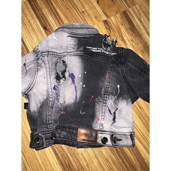 KLEEP Graffiti Denim Jacket Size 2T Kids Toddler - Picture 6 of 8